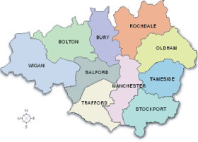 Map of Greater Manchester and Wigan Arera we Serve